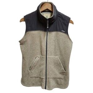 Ascend Vest Womens L Gray Tan Fleece Full Zip Pockets Sleeveless Hiking Golf
